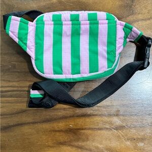 BAGGU Pink and Green Striped Waist Bag